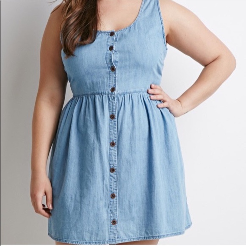 Forever 21 Plus Denim Button Up Dress
